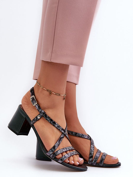 Sandale cu toc Step in style, Model 198794, Verde - material piele naturala  Footbed piele naturala  Înălţimea tocului 6 cm