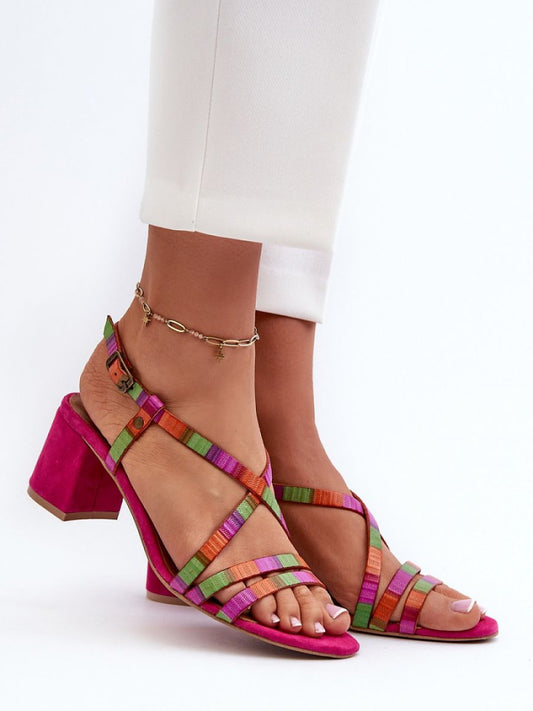 Sandale cu toc Step in style, Model 198795, Roz - material piele artificiala piele  Footbed piele naturala  Înălţimea tocului 6 cm