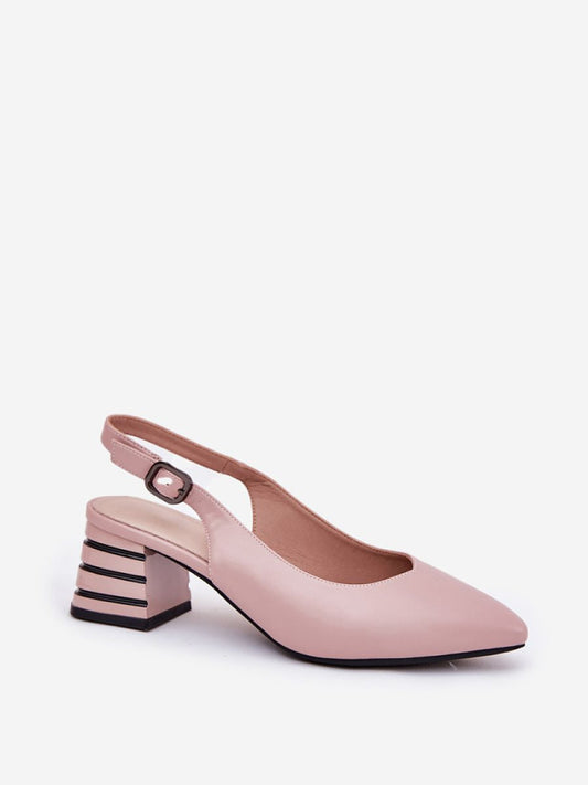 Sandale cu toc Step in style, Model 209776, Roz - material imitație de piele  Footbed piele naturala  Înălţimea tocului 6 cm