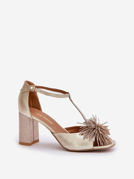 Sandale cu toc Step in style, Model 212584, Galben - material piele naturala  Footbed piele naturala  Înălţimea tocului 8 cm