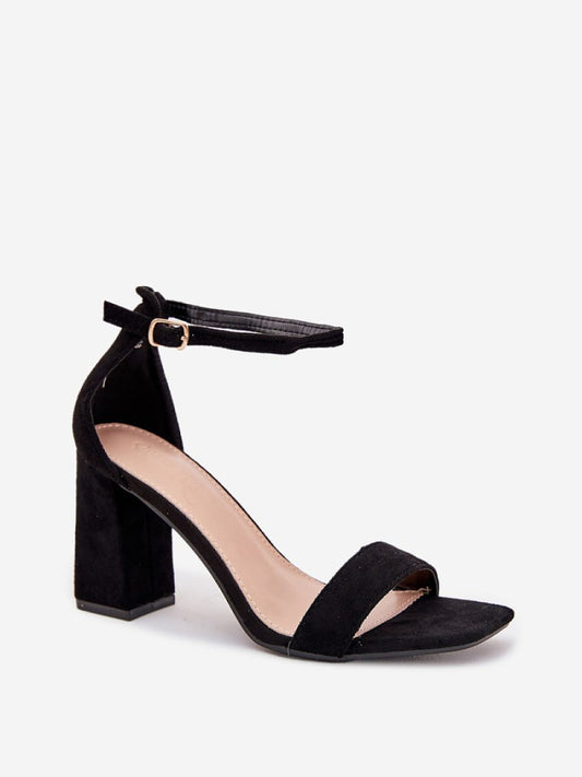 Sandale cu toc Step in style, Model 215703, Negru - material piele artificiala piele  Footbed imitație de piele  Înălţimea tocului 9 cm