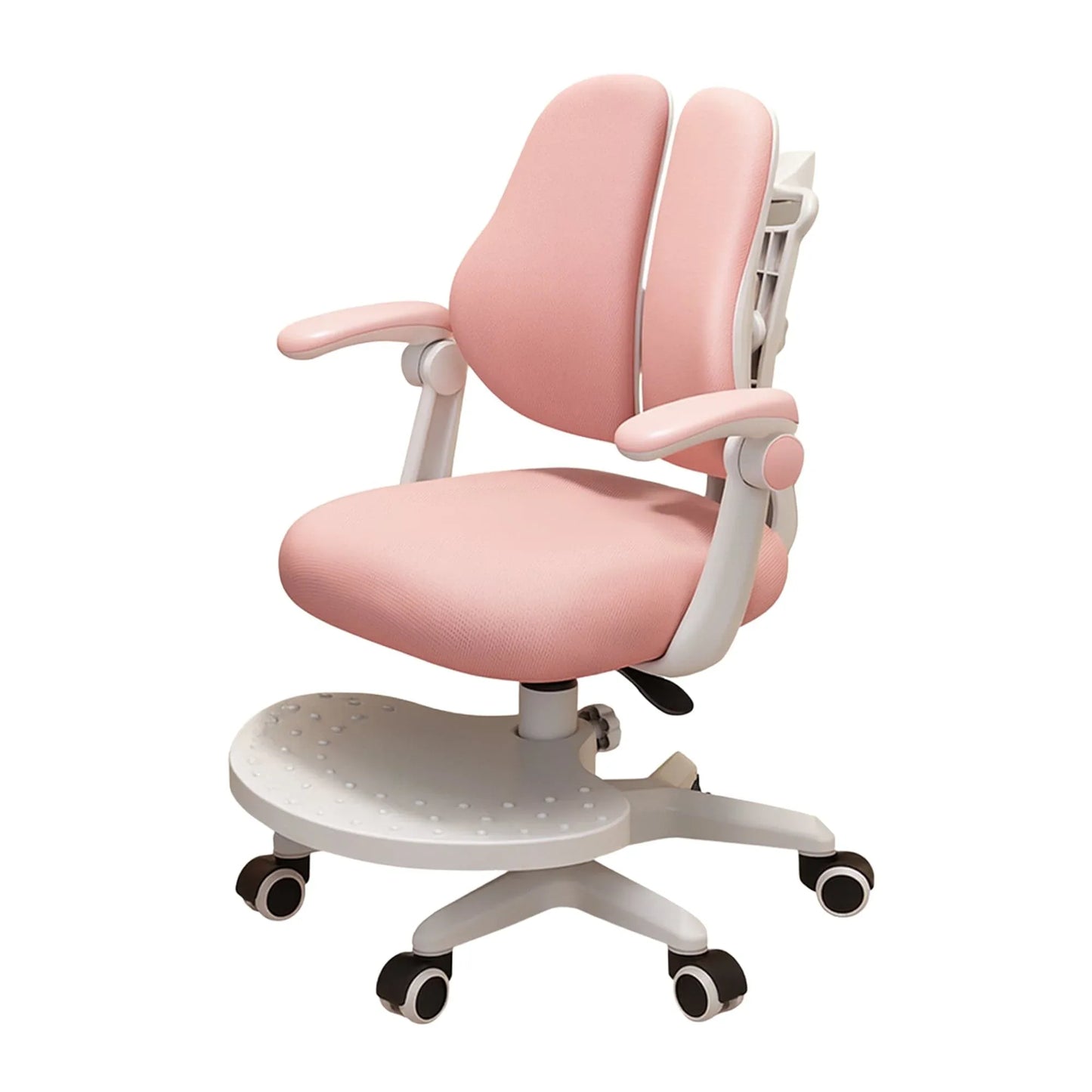 Scaun ergonomic copii, Spatar confortabil, Rglaj inaltime, Rotativ, Sezut moale, Brate rabatabile, Suport picioare reglabil, Roti auto-blocante, Roz - 221.ro