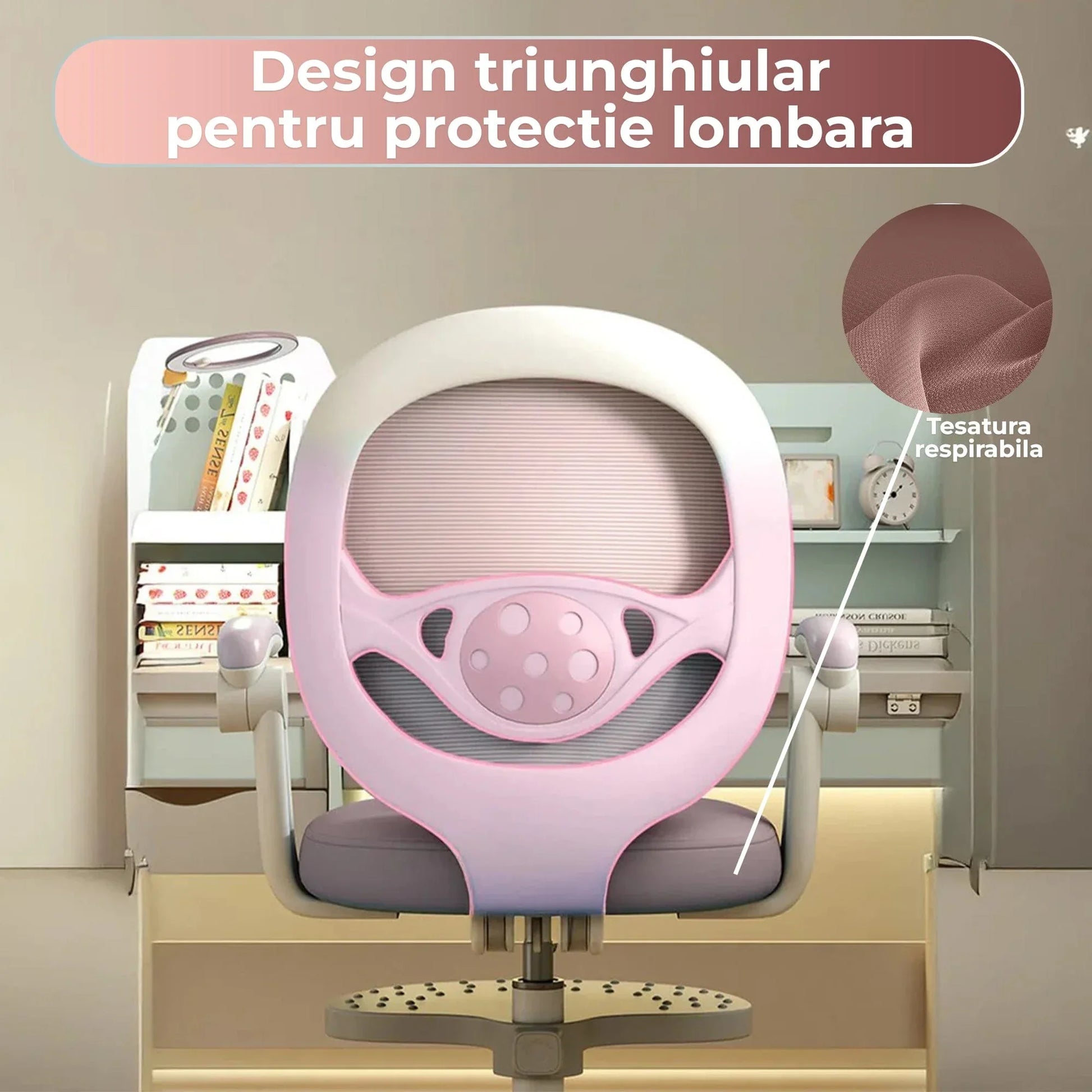 Scaun Reglabil pentru Copii – Model Ergonomic cu Spatar Confortabil, Ideal pentru Birou sau Camera de Studiu, Potrivit pentru Elevi si Scolari, Inaltime Ajustabila, Design Stabil pentru Sesiuni Lungi la Birou sau Scris, Roz - 221.ro
