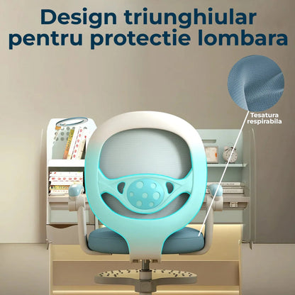 Scaun Reglabil pentru Copii – Model Ergonomic cu Spatar Confortabil, Ideal pentru Birou sau Camera de Studiu, Potrivit pentru Elevi si Scolari, Inaltime Ajustabila, Design Stabil pentru Sesiuni Lungi la Birou sau Scris, Albastru - 221.ro