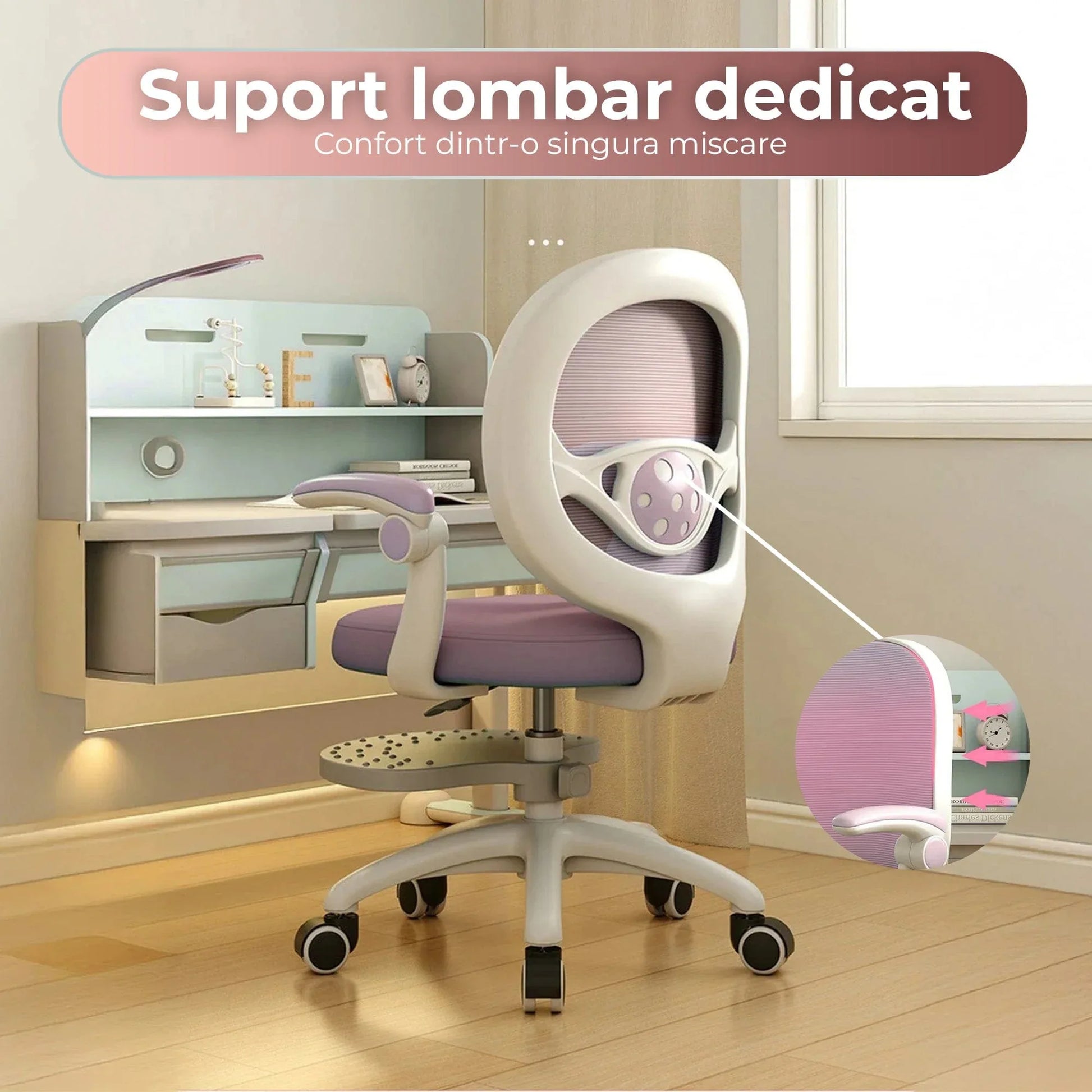 Scaun Reglabil pentru Copii – Model Ergonomic cu Spatar Confortabil, Ideal pentru Birou sau Camera de Studiu, Potrivit pentru Elevi si Scolari, Inaltime Ajustabila, Design Stabil pentru Sesiuni Lungi la Birou sau Scris, Roz - 221.ro