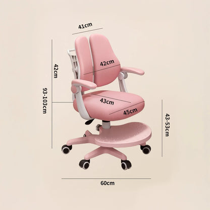 Scaun ergonomic copii, Spatar confortabil, Rglaj inaltime, Rotativ, Sezut moale, Brate rabatabile, Suport picioare reglabil, Roti auto-blocante, Roz - 221.ro