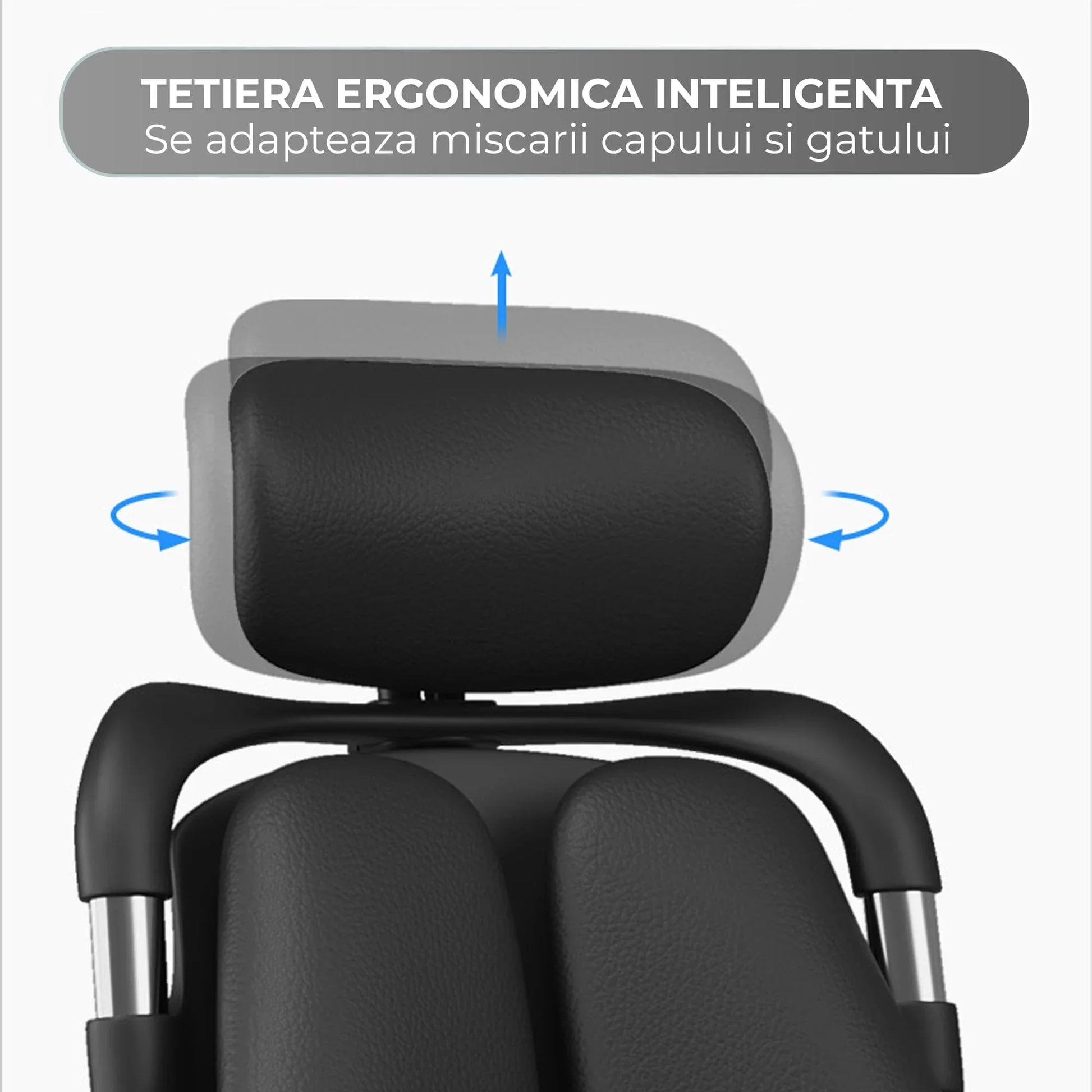Scaun Ergonomic de Birou Timebox – Design Bi-Spine Inteligent, Tetiera Reglabila 3D, Suport Lombar, Cotiere 3D, Spatar Din Piele Premium si Cadru Metalic, Manere Rotative, Negru - 221.ro