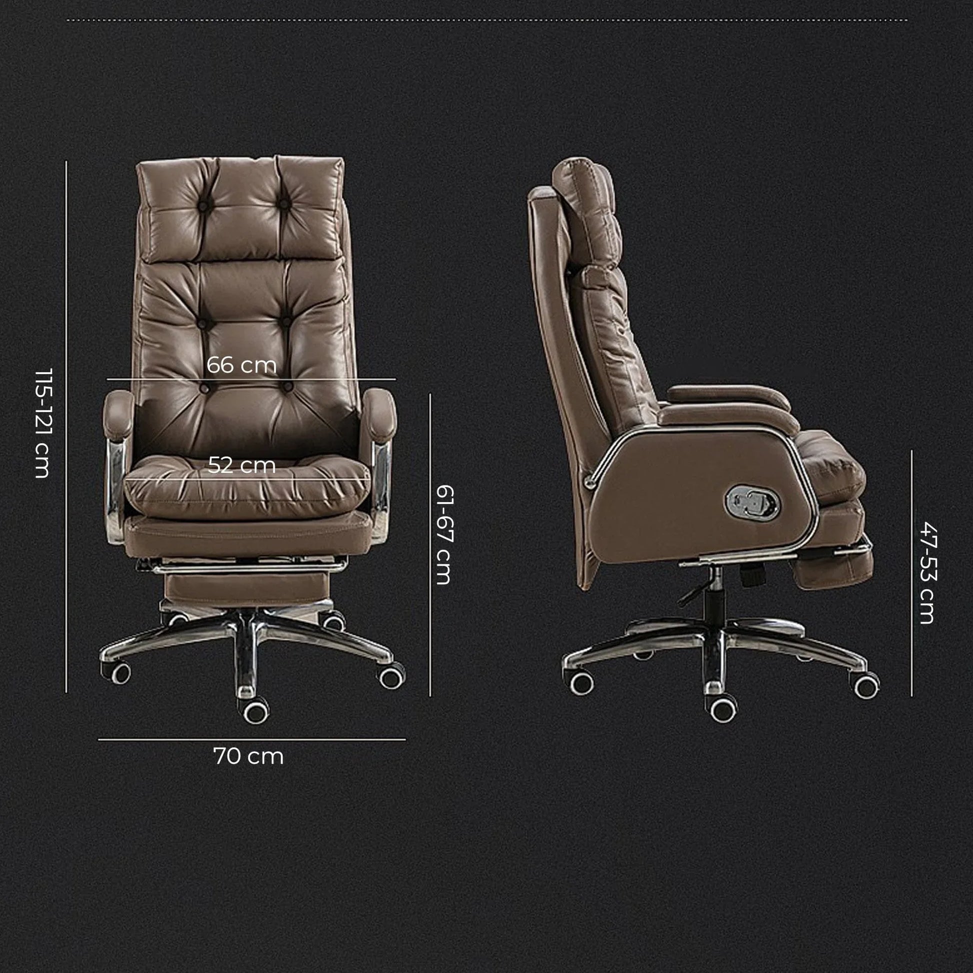 Scaun de Birou Ergonomic cu Masaj in 7 Puncte, Inclinare 155°, Suport Retractabil Picioare, Piele Premium, Captuseala Groasa, Rotire 360°, Reglabil pe Inaltime – Ideal pentru Office, Gaming, Relaxare Acasa, Maro - 221.ro