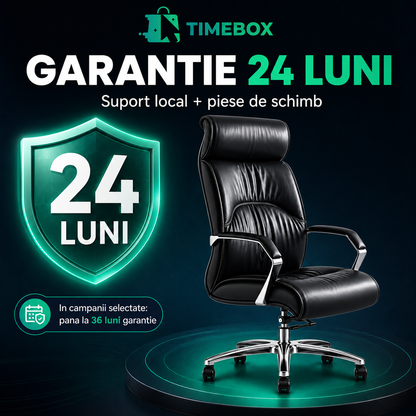 Scaun ergonomic de birou Timebox, 360°, home office sau spatii comerciale, Negru