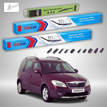 Ștergătoare Skoda Roomster 5J 2013-2015 | Set Față și Spate Flat – TeamCar®
