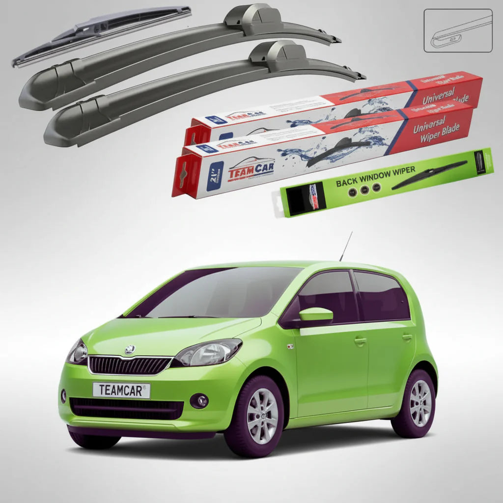 Ștergătoare Skoda Citigo 2011-2012 | Set Față+Spate Flat – TeamCar®