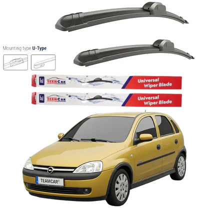 Ștergătoare Opel Corsa C 5 uși (2000–2009) TeamCar® – Flat | Set față