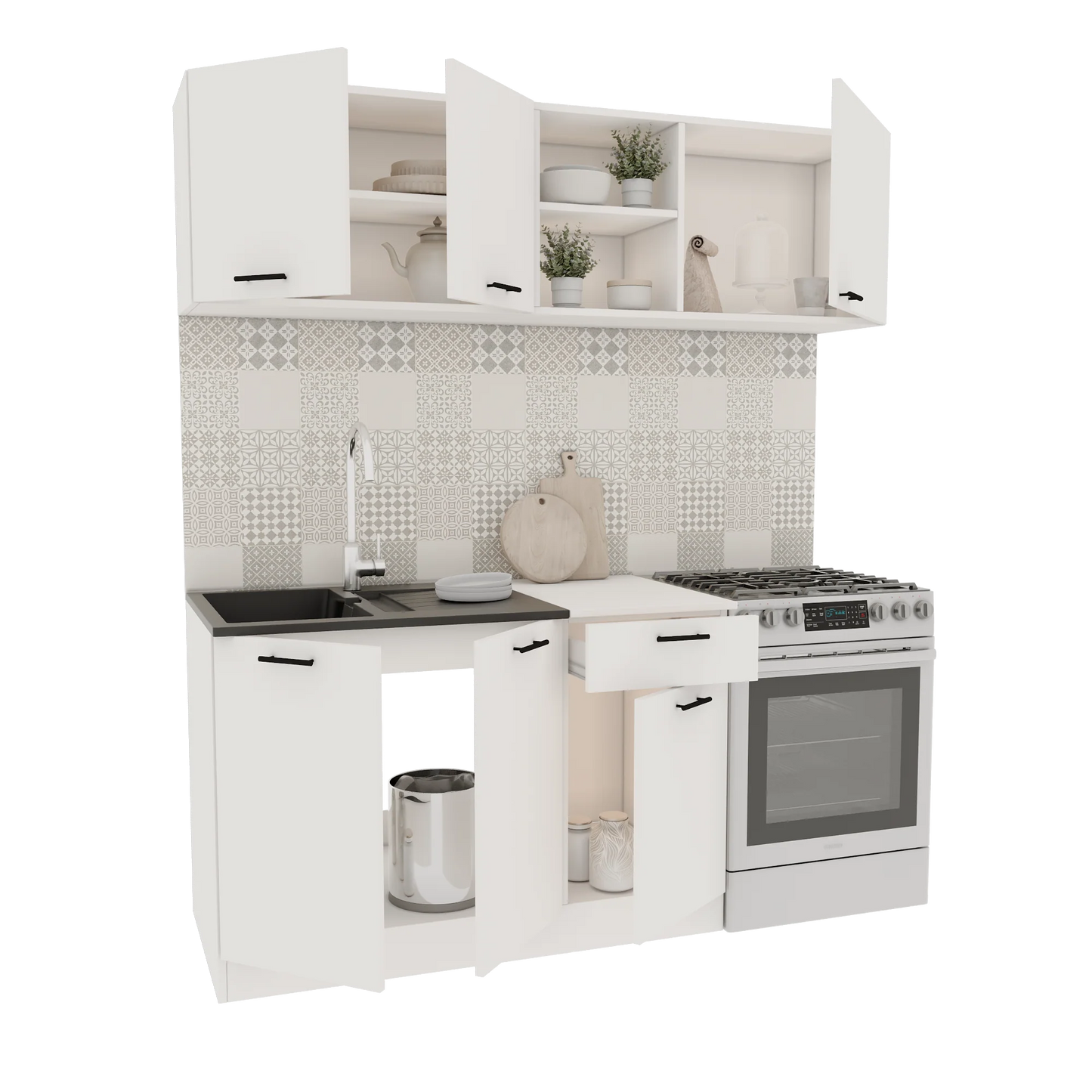 Set Bucatarie haaus Kara, Alb, L 180 cm