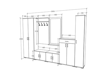 Set Hol haaus Como V1, Antracit/Alb, L 300 cm