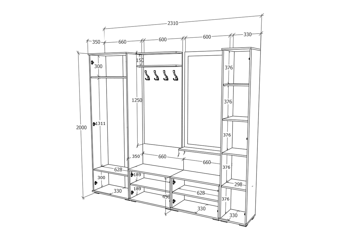 Set Hol haaus Como V1, Antracit/Alb, L 300 cm