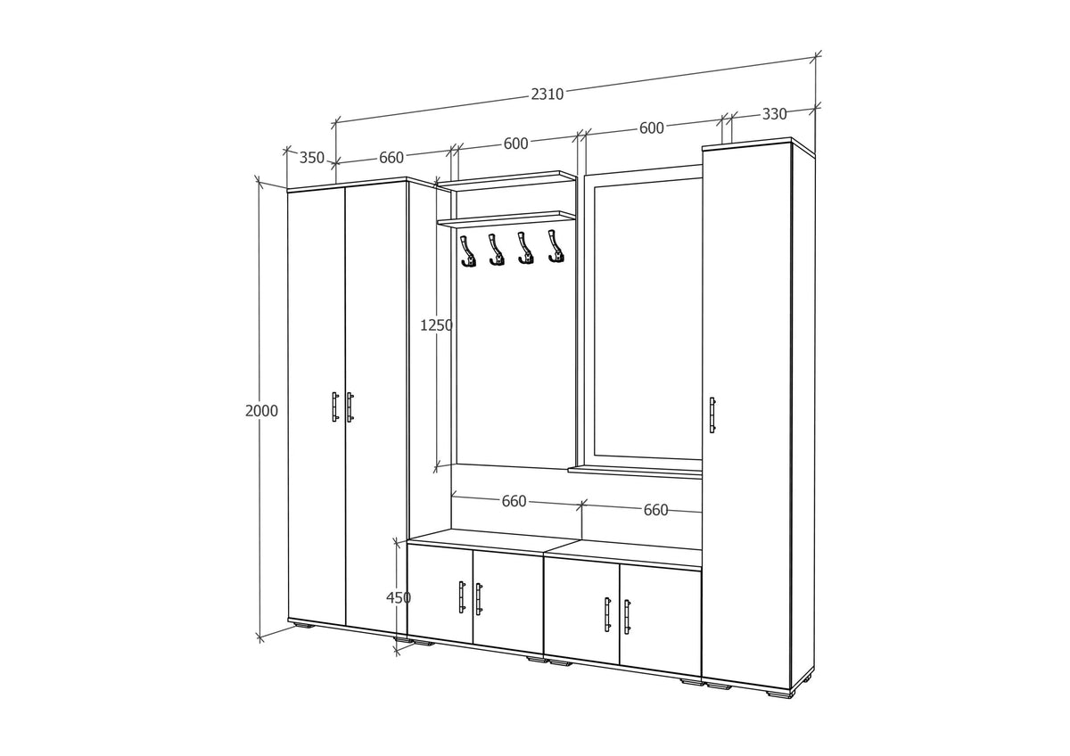Set Hol haaus Como V2, Antracit/Alb, L 230 cm