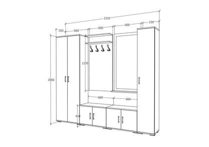 Set Hol haaus Como V2, Antracit/Alb, L 230 cm