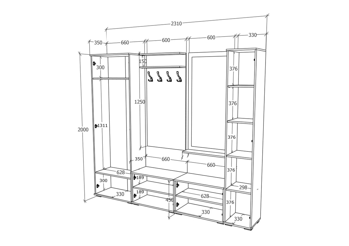 Set Hol haaus Como V2, Antracit/Alb, L 230 cm