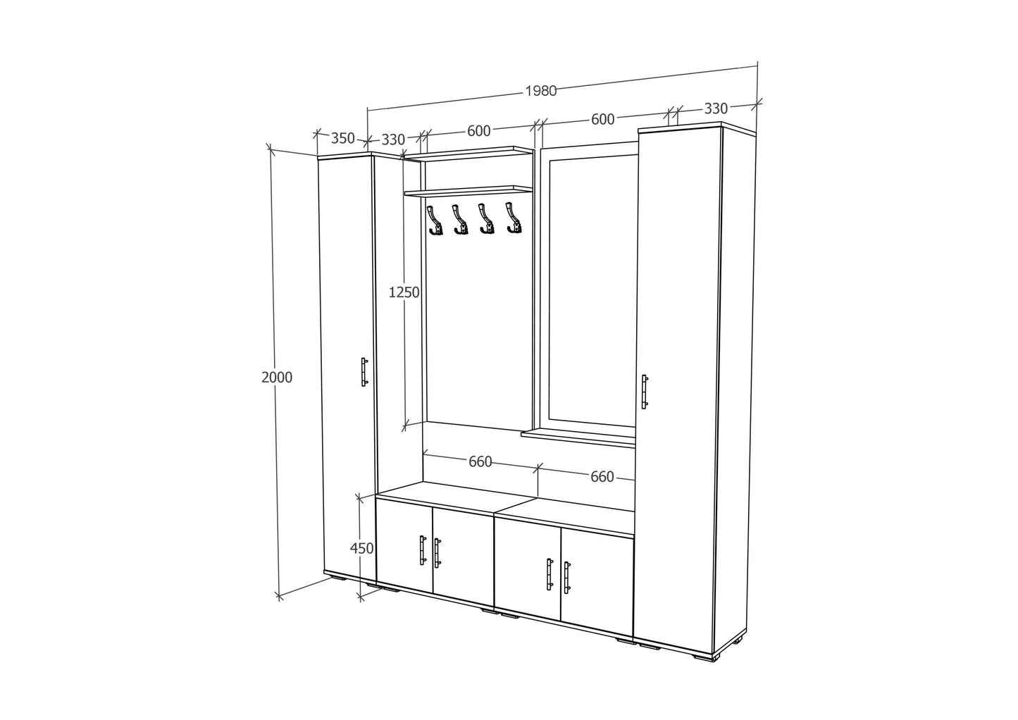 Set Hol haaus Como V3, Antracit/Alb, L 200 cm