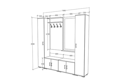 Set Hol haaus Como V3, Antracit/Alb, L 200 cm
