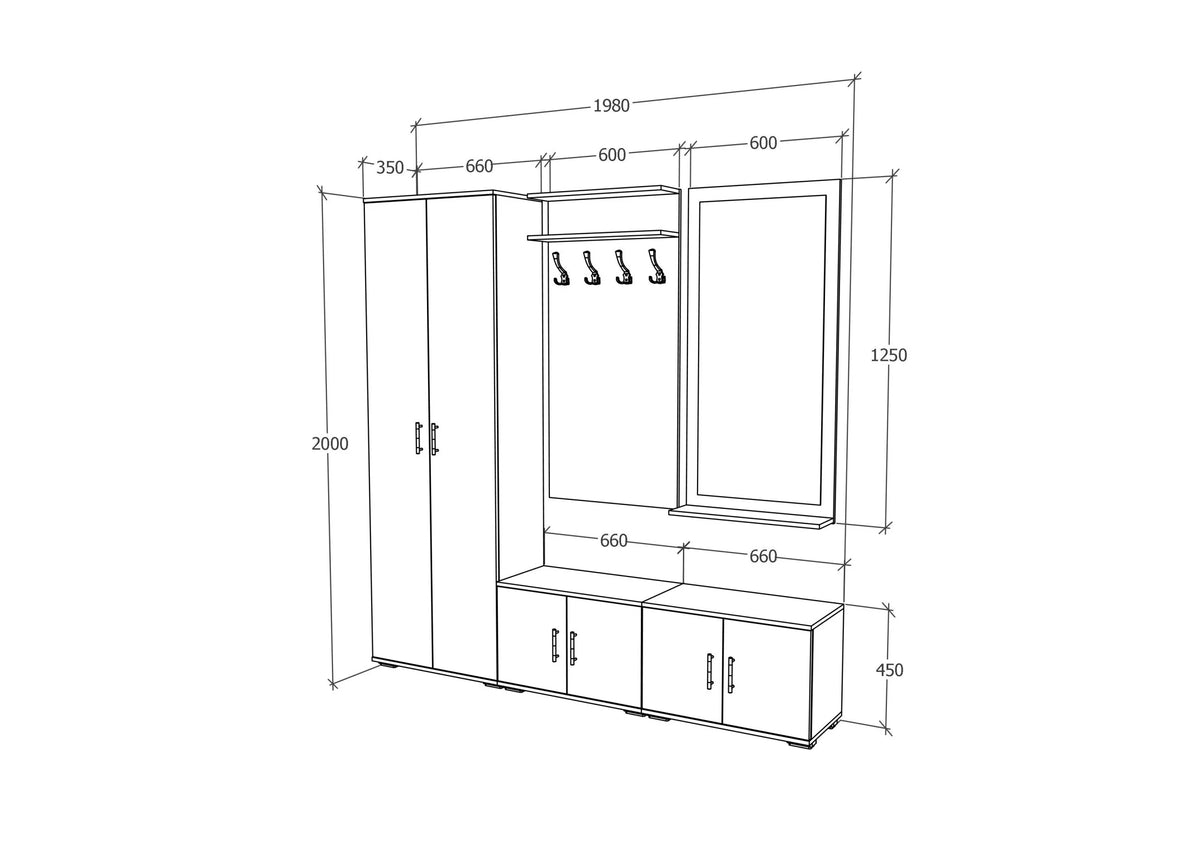 Set Hol haaus Como V5, Antracit/Alb, L 200 cm