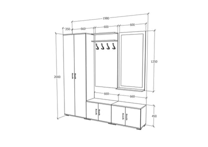 Set Hol haaus Como V5, Antracit/Alb, L 200 cm