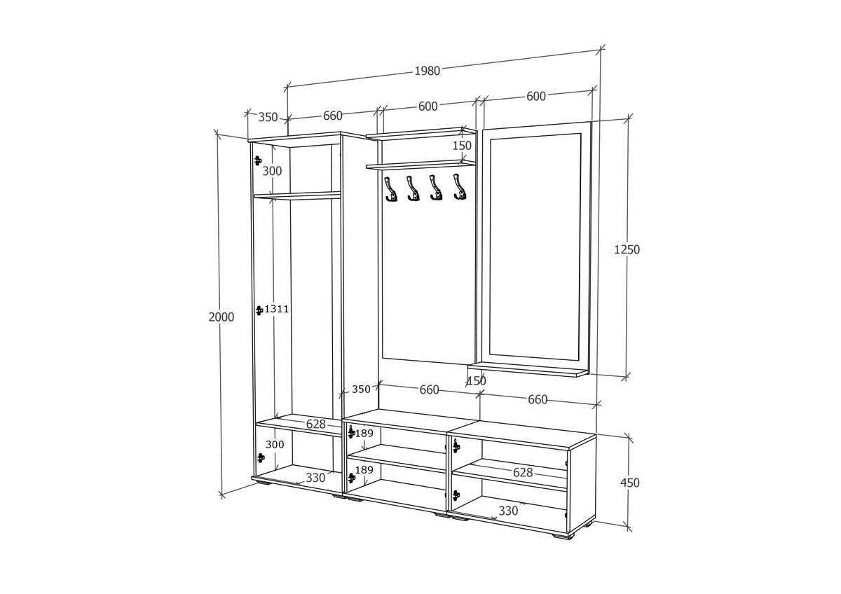 Set Hol haaus Como V5, Antracit/Alb, L 200 cm