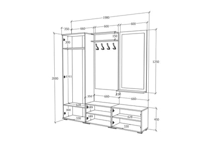 Set Hol haaus Como V5, Antracit/Alb, L 200 cm