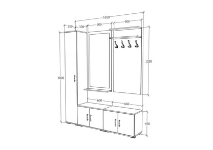 Set Hol haaus Como V7, Antracit/Alb, L 165 cm