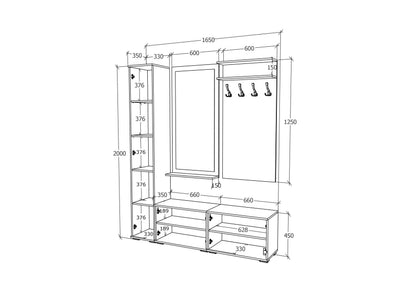 Set Hol haaus Como V7, Antracit/Alb, L 165 cm