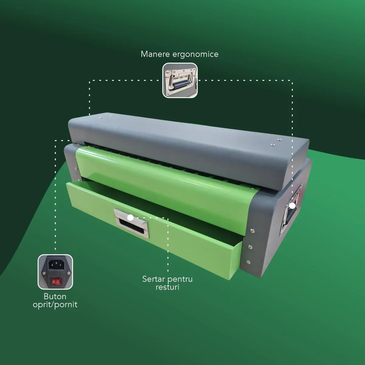 Masina de taiat cartoon pentru impachetare, Naimeed shredder 2, verde/gri 627x247x30 mm - 221.ro