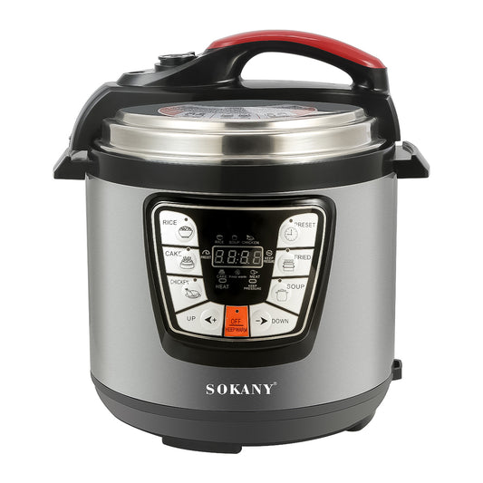 Oala sub presiune electrica, Sokany SK-2401, 1000W, 6L, functionalitate de multicooker, pastrare la cald, Inox
