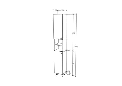 Soldat Baie haaus Zaria, 2 Usi, Gri Lucios/Alb, MDF, L 30 x l 27 x H 190 cm