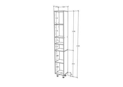 Soldat Baie haaus Zaria, 2 Usi, Gri Lucios/Alb, MDF, L 30 x l 27 x H 190 cm
