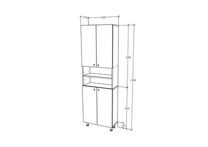 Soldat Baie haaus Zaria, 4 Usi, Alb lucios/Alb, MDF, L 60 x l 27 x H 190 cm
