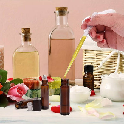 Sticluță ambră reutilizabilă cu roll on metalic și capac negru 10ml