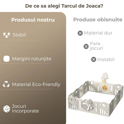 Tarc de Joaca pentru Bebelusi cu Panouri Modulabile, Gri/Bej