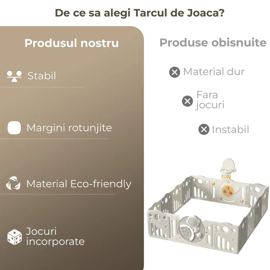 Tarc de Joaca pentru Bebelusi cu Panouri Modulabile, Gri/Bej