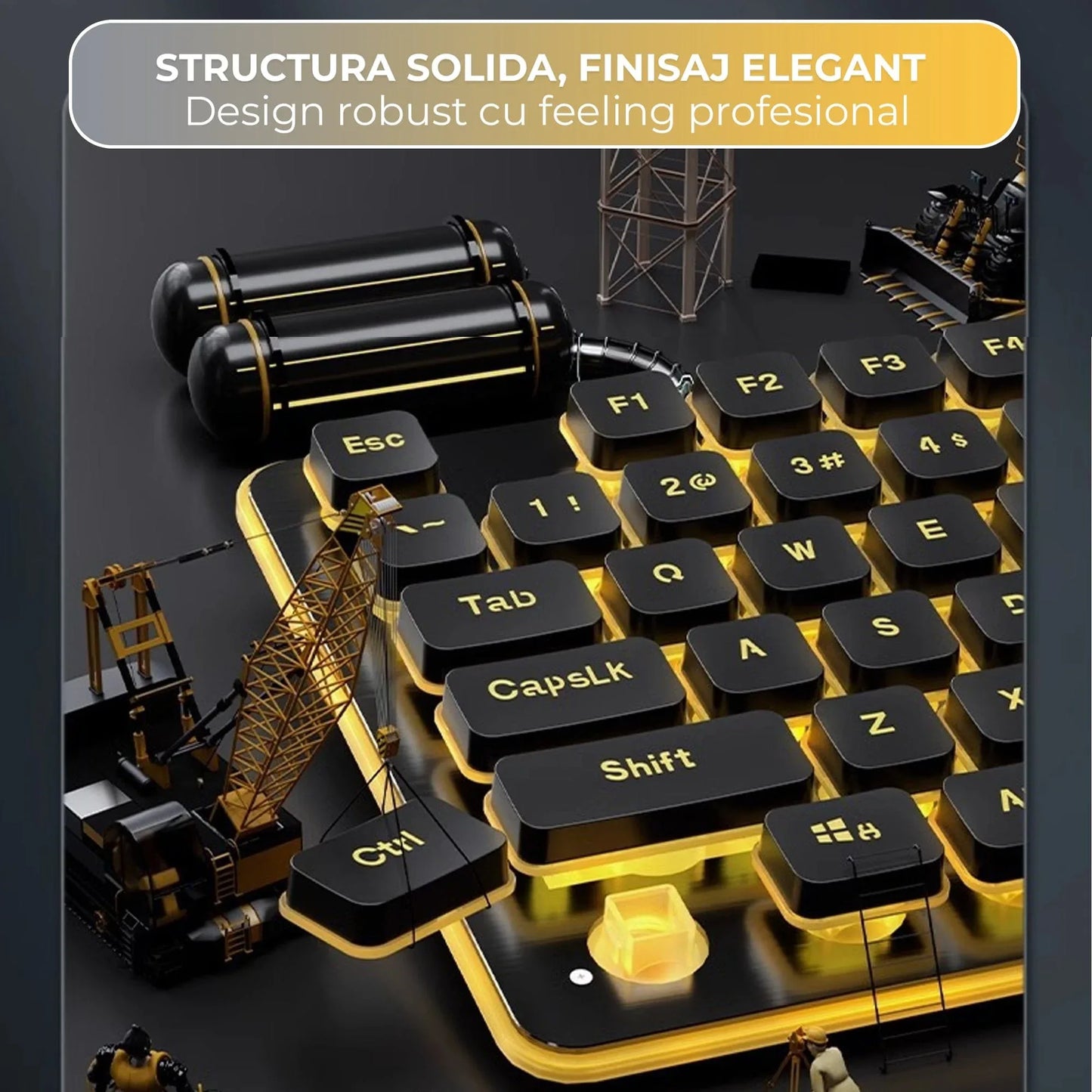 Tastatura Mecanica Timebox – Design Slim cu Iluminare LED, Tehnologie Whisper-Quiet 37dB, Taste Floating Inteligente, Layout Ergonomic, Conectare prin Cablu USB, Ideala pentru Office si Gaming, Negru - 221.ro