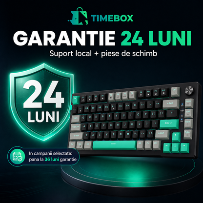 Tastatura Mecanica Gaming Timebox, Blue Switch, 75%, Hot-Swap, TKL, Negru