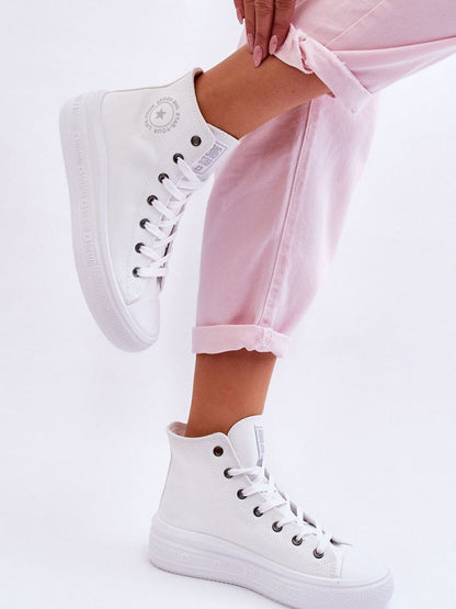 Tenişi Step in style, Model 180655, Alb - material pânză  Footbed pânză  Înălțimea tălpii 3.5 cm