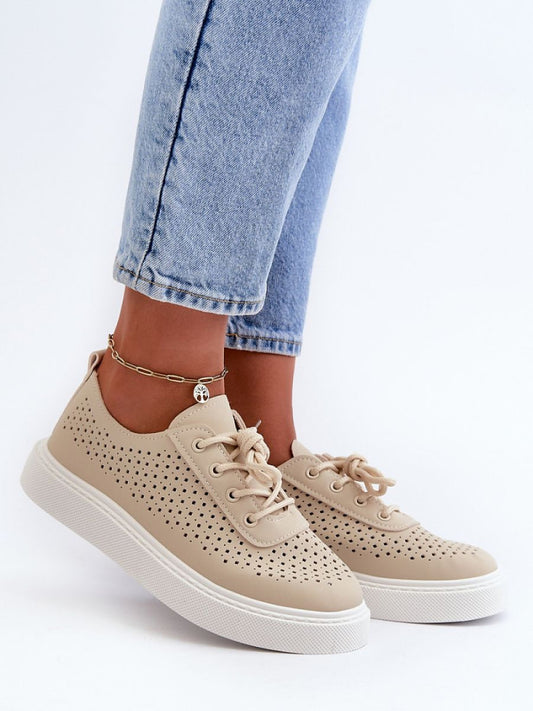 Tenişi Step in style, Model 198571, Bej - material imitație de piele  Footbed spumă plus țesătură  Înălţimea carâmbului 6 cm Înălţimea platformei 2.5 cm