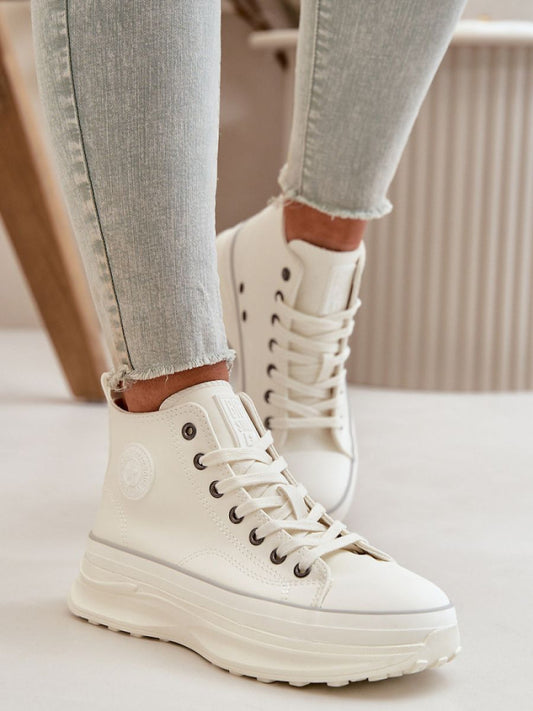 Tenişi Step in style, Model 199904, Alb - material imitație de piele  Căptușeală pătură de pantofi  Footbed pânză  Înălţimea carâmbului 9.5 cm Înălţimea platformei 4.5 cm