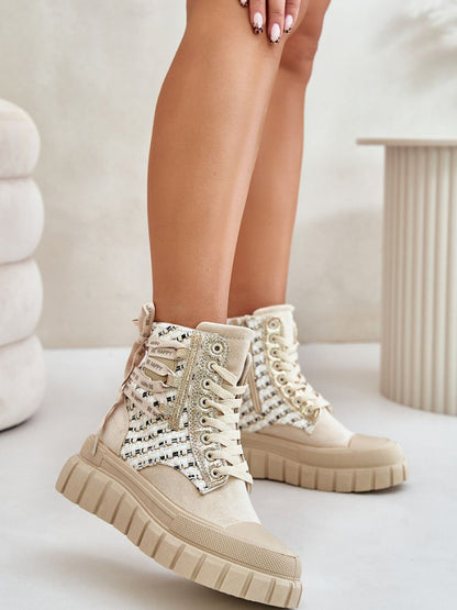 Tenişi Step in style, Model 201925, Bej - material piele artificiala piele  Footbed pânză  Înălţimea carâmbului 12.5 cm Înălţimea platformei 5 cm