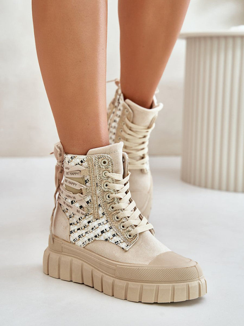 Tenişi Step in style, Model 201925, Bej - material piele artificiala piele  Footbed pânză  Înălţimea carâmbului 12.5 cm Înălţimea platformei 5 cm