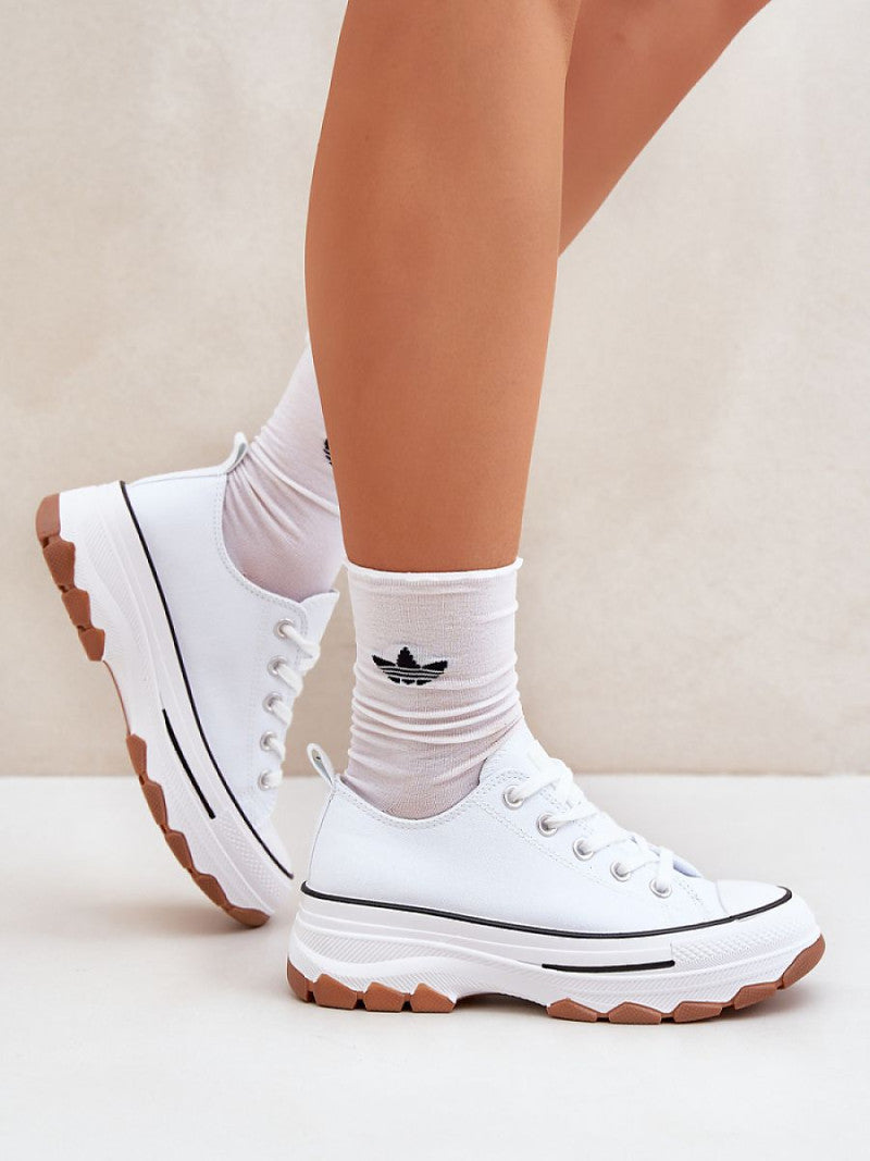 Tenişi Step in style, Model 206797, Alb - material pânză  Footbed pânză  Înălţimea carâmbului 5 cm Înălţimea platformei 4.5 cm