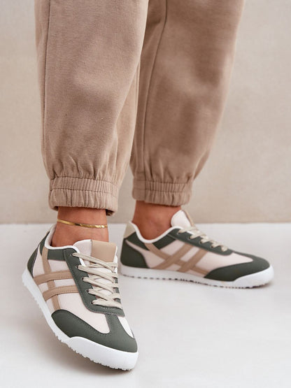 Tenişi Step in style, Model 206803, Verde - material țesătură plus piele ecologică  Footbed pian  Înălţimea carâmbului 6 cm