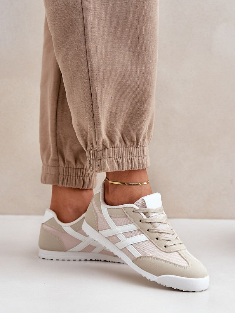 Tenişi Step in style, Model 206804, Bej - material țesătură plus piele ecologică  Footbed pian  Înălţimea carâmbului 6 cm