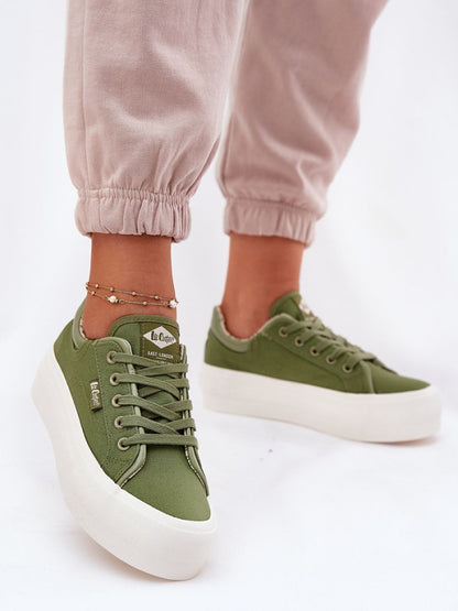 Tenişi Step in style, Model 212618, Verde - material pânză  Footbed pânză  Înălţimea carâmbului 7 cm Înălţimea platformei 4.5 cm