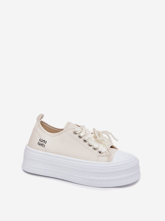 Tenişi Step in style, Model 214394, Bej - material imitație de piele  Footbed imitație de piele  Înălţimea carâmbului 7 cm Înălţimea platformei 5 cm